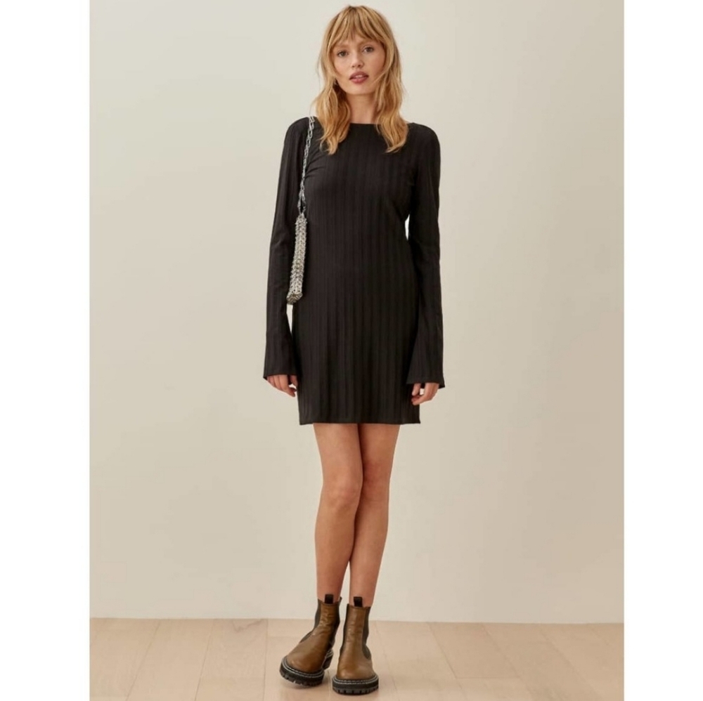 Reformation Cait Ribbed mini open back Black XL